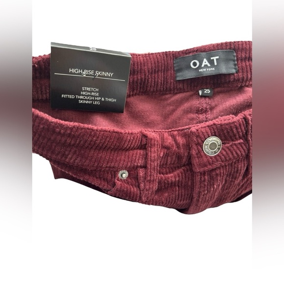 NWT Oat NY Burgundy Corduroy High Rise Skinny Jeans with Stretch size 25 - Picture 7 of 7